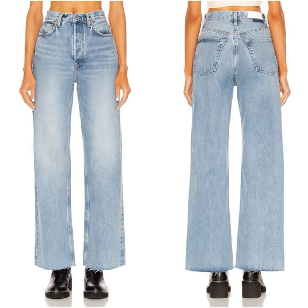 Re/Done 70s Ultra High Rise Wide Leg Jeans in 60s Fade size 28